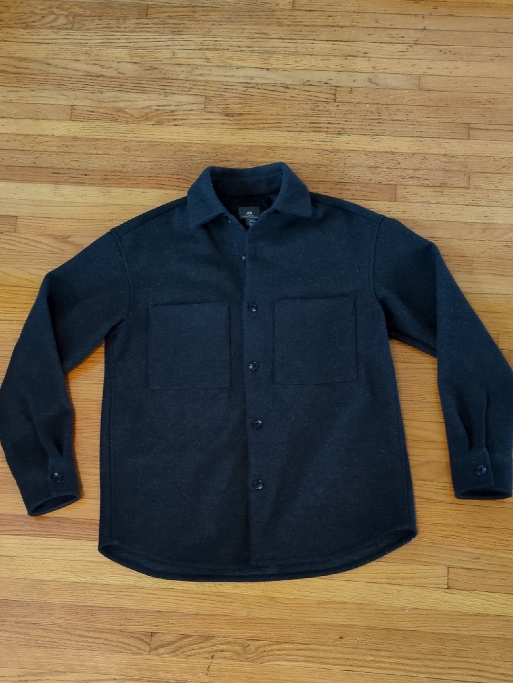 H&M Dark Charcoal Button-Front Shirt Jacket